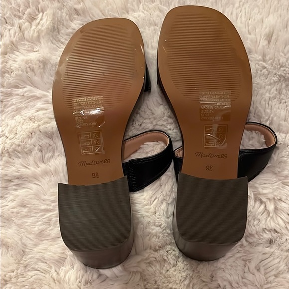 Black Leather Block Heel Sandals - Picture 7 of 8